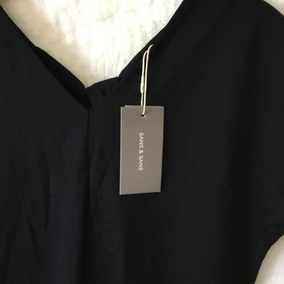 Sans & Sans Black Cap-Sleeved Dress With Tie - Picture 9 of 15